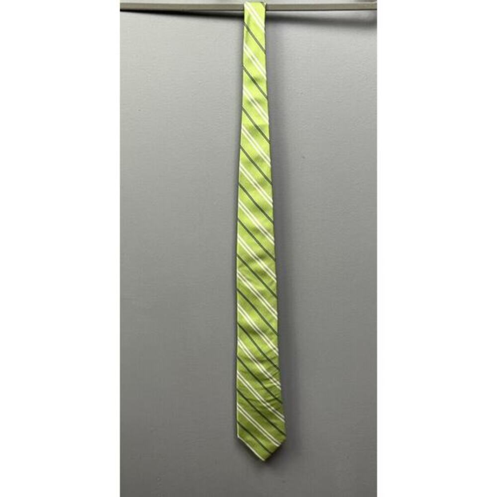 NWT Tommy Hilfiger Men's 3.5" Width 100% Silk Neck‎ Tie Green/Navy Stripe Combo